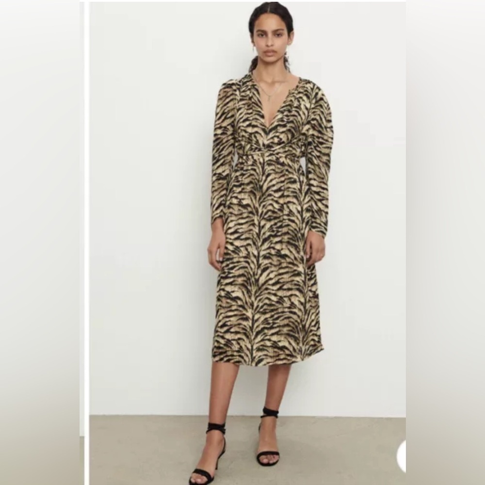 ba&sh Women's Imany Printed Beige Midi Dress Size S